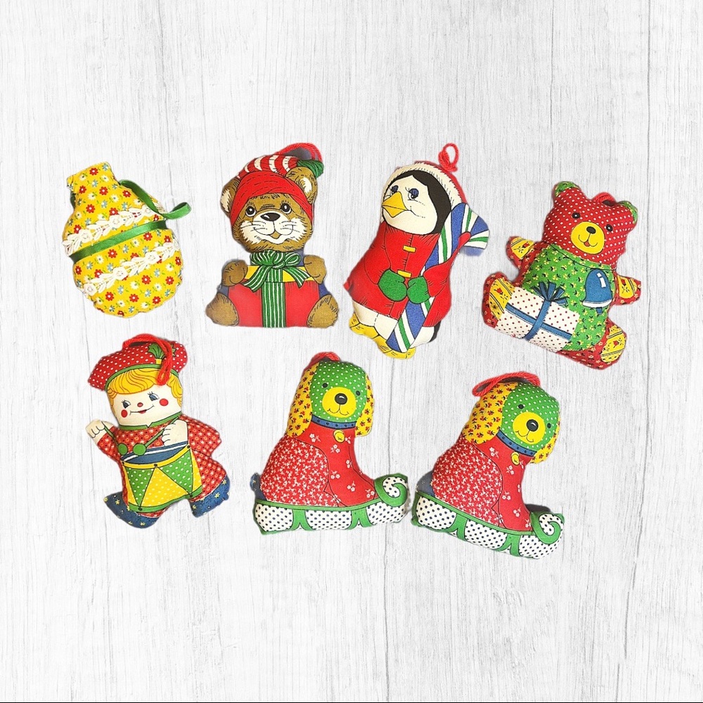 Handmade hand sewed fabric ornaments child safe and pet safe